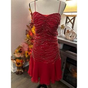 Scala silk red sequin dress NWT‎ size XL 11/12